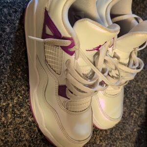 Jordan White Sneakers with Purple Accents